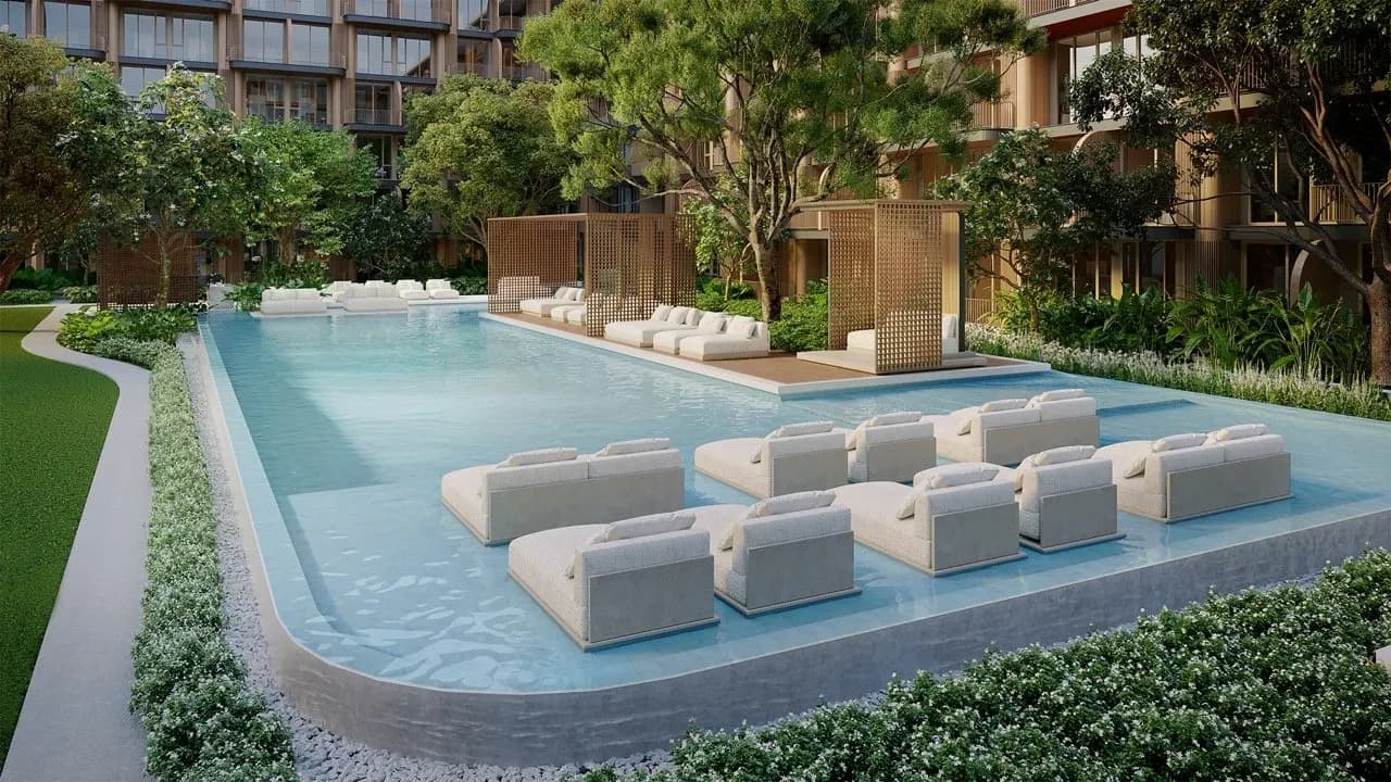 Lagoon and poolside lounge area